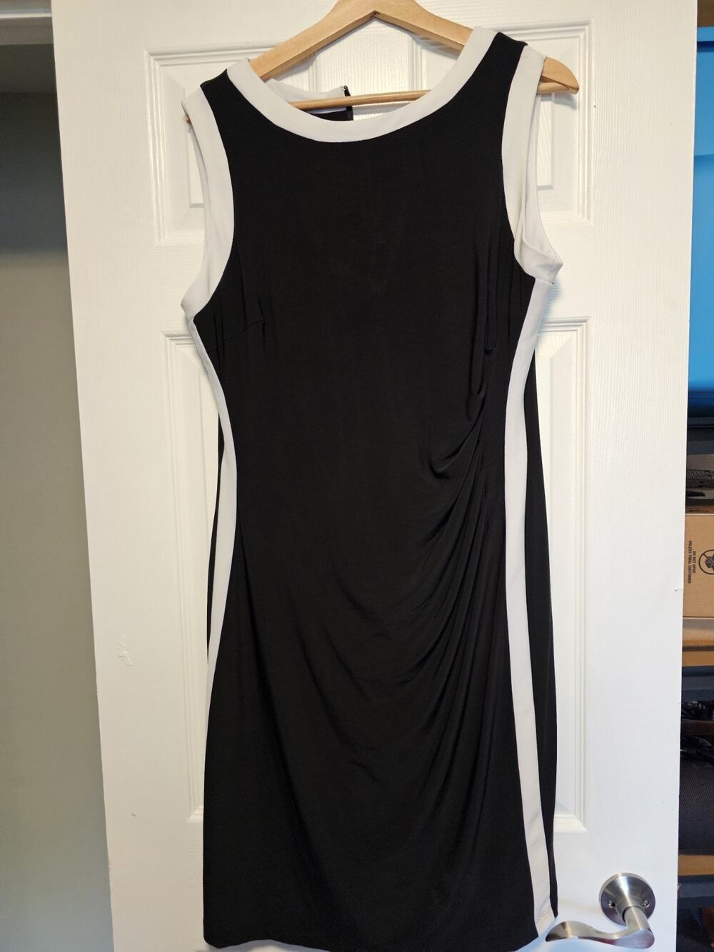 Chaps Sporty Black Dress With Racer Stripes Sz XL
